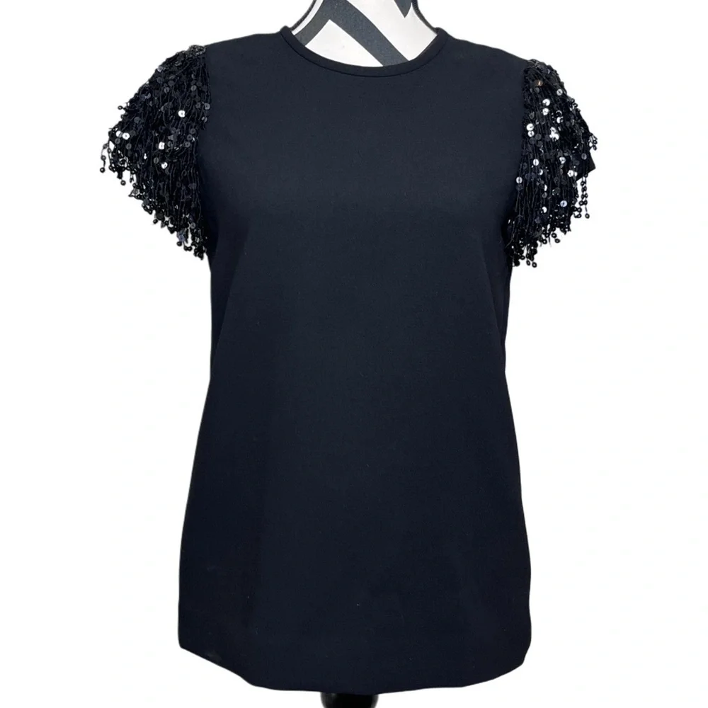 Kate Spade Sequin Sleeves Cocktail Party Sz 0 Evening Blouse